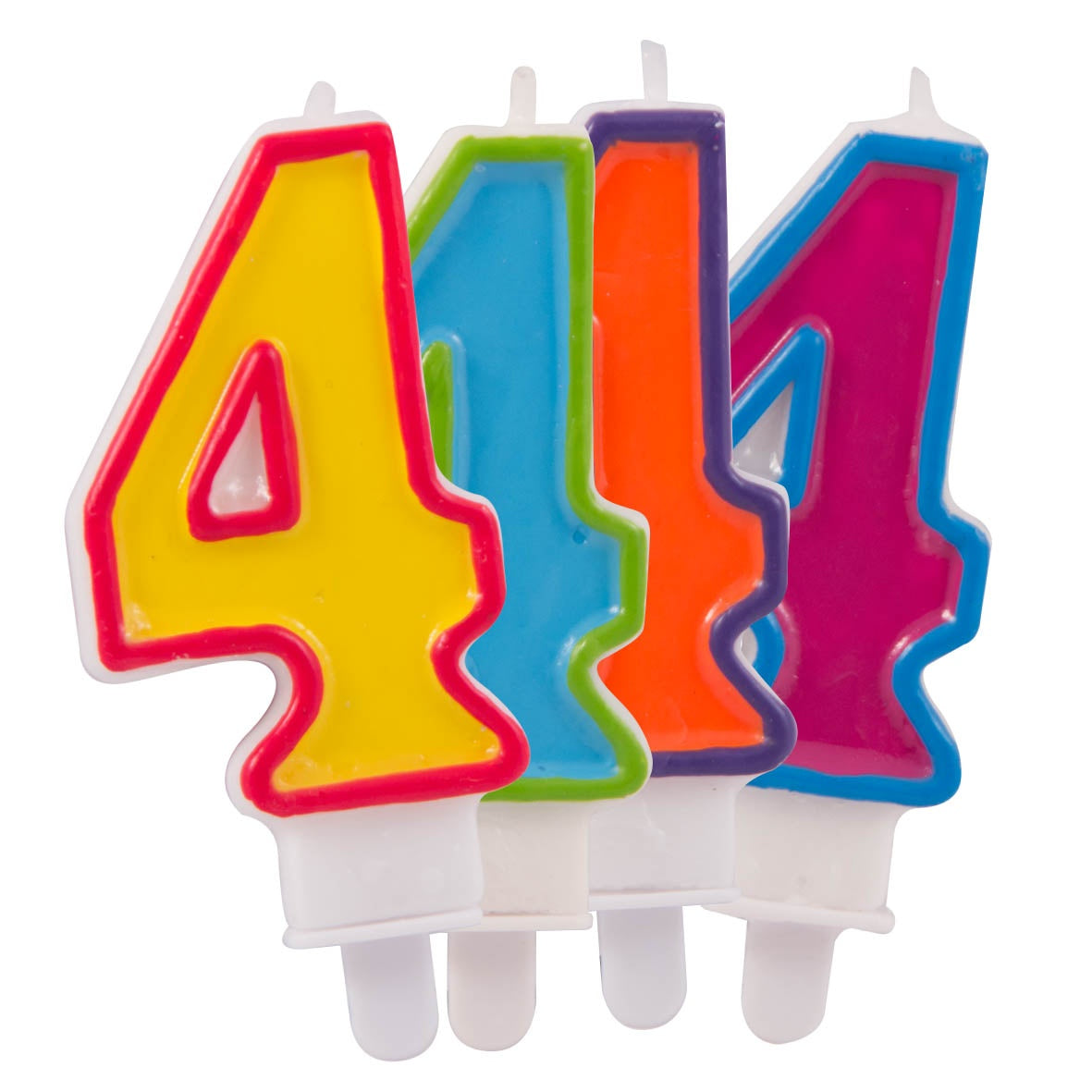 Zahlenkerze '4' 4-fach sortiert - ca 7,5 cm