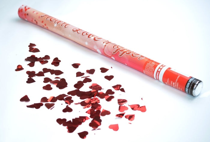 Partypopper Rote Glitzer-Herzen ca 80 cm