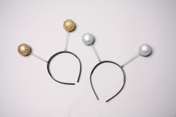 Kopfbügel mit Glitterkugeln, silber