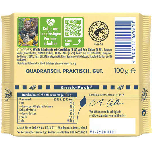 Alfred Ritter GmbH & Co. KG Weiß + Crisp Schokoladen-Tafel 100g