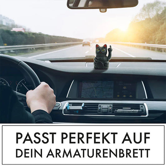 SOLAR CAT - Winkekatze mit Stinkefinger und Solarzelle