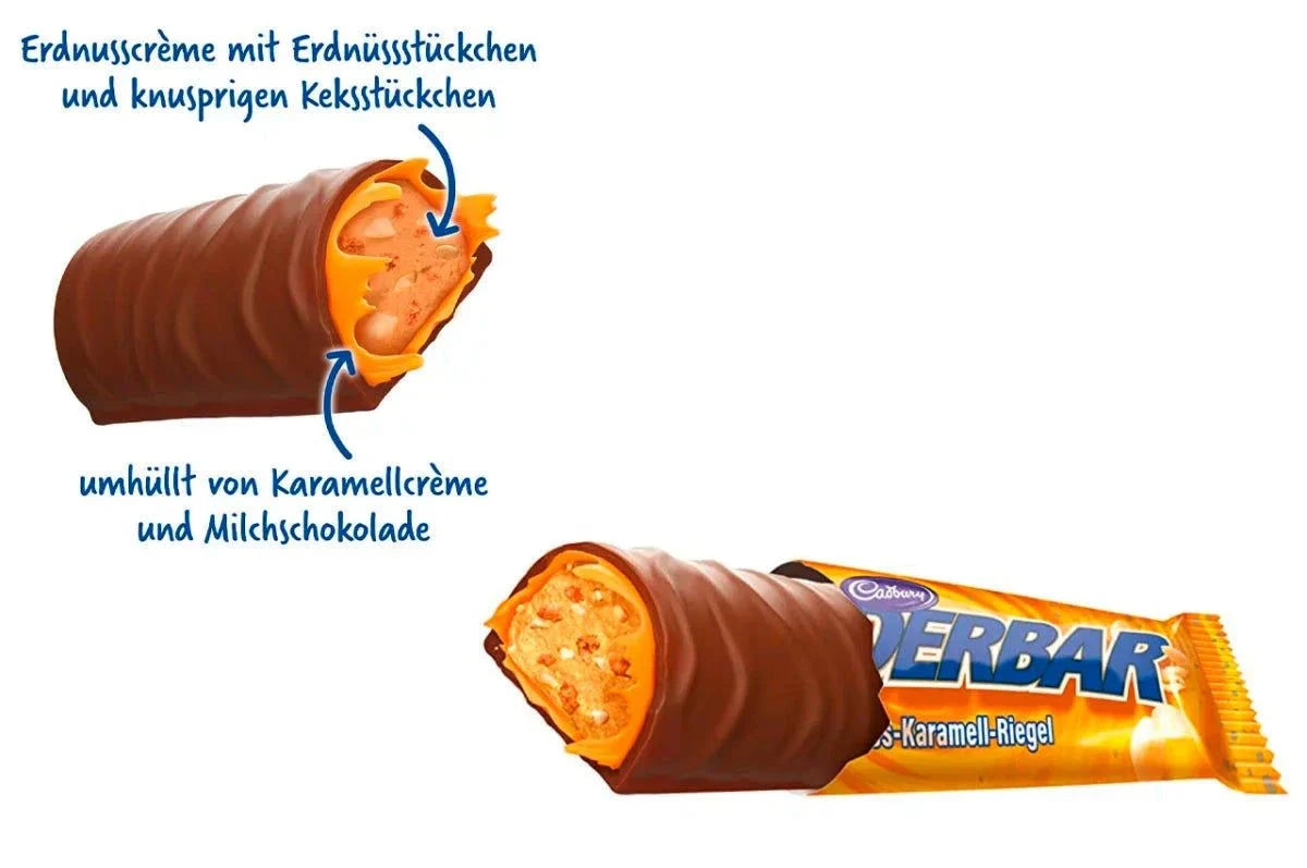 Cadbury Wunderbar Schokoladenriegel 49g - Karamell, Erdnüsse, Nougat candytoys.ch Switzerland