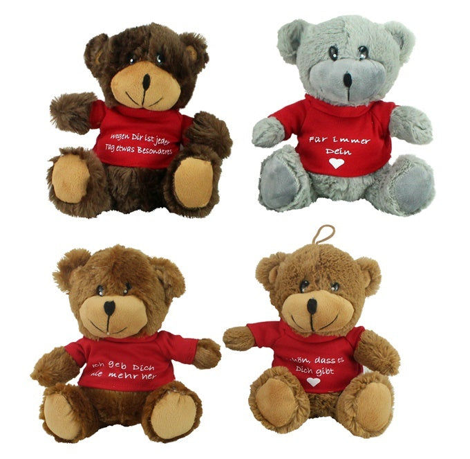 candytoys.ch Bär mit rotem T-Shirt 4-fach sortiert - sitzend ca 20cm candytoys.ch Switzerland