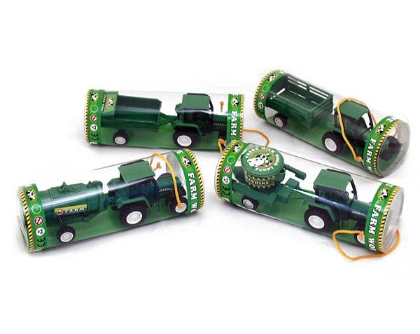 candytoys.ch Farm Traktor mit Anhänger 4 fach sortiert in Dose ca 17x6cm candytoys.ch Switzerland