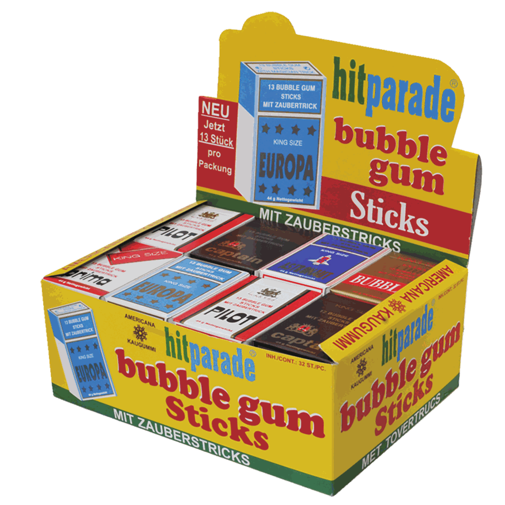 candytoys.ch Hitparade Bubblegum Sticks 1 Schachtel