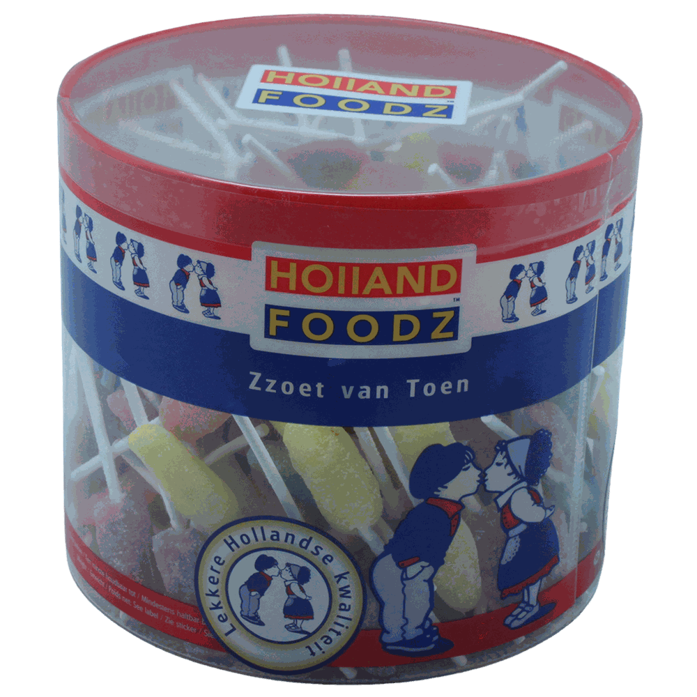 candytoys.ch Holland Foodz Gezuckerte Fruchtlollies 180 Stück in der Dose candytoys.ch Switzerland