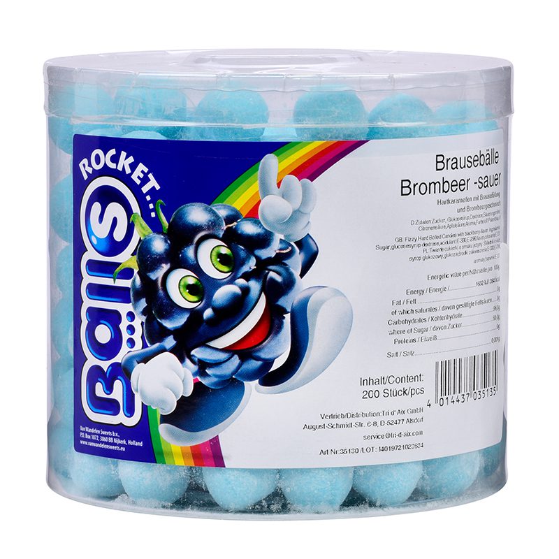 candytoys.ch Rocket Balls Brausebälle Brombeer 200 Stück in der Dose candytoys.ch Switzerland