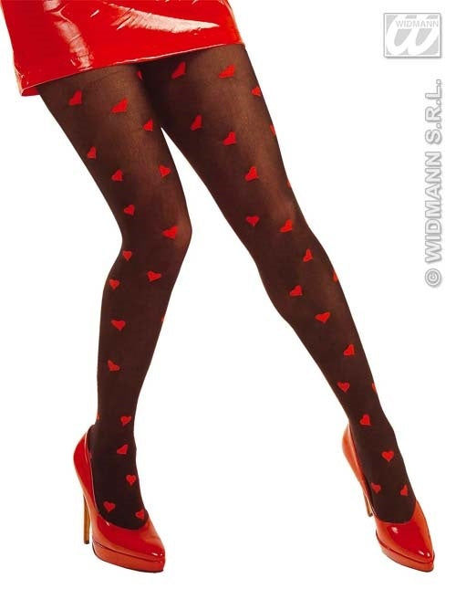 candytoys.ch Strumpfhose mit roten Herzchen - schwarz 40DEN Einheitsgröße candytoys.ch Switzerland