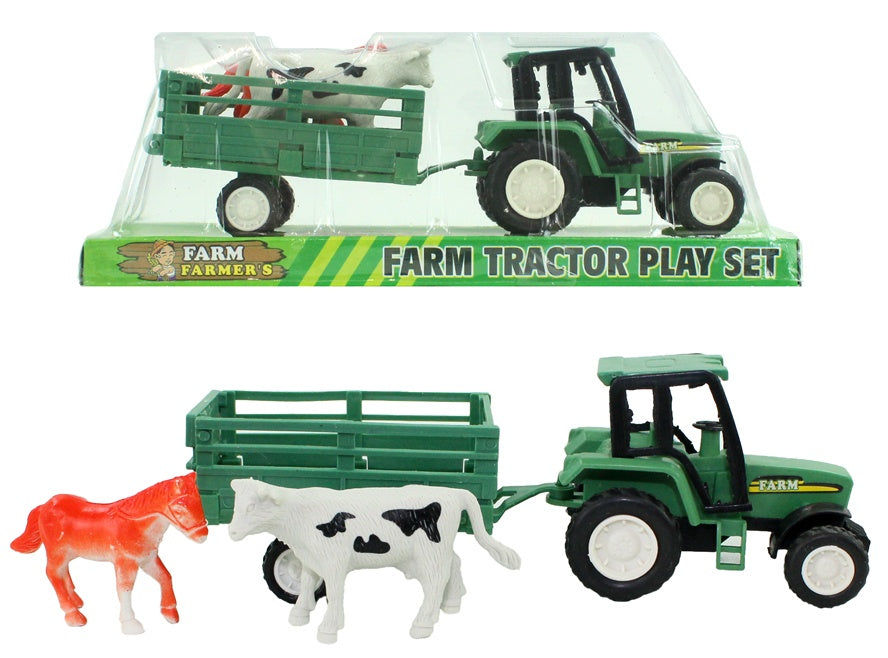 candytoys.ch Traktor mit Anhänger und 2 Tieren in Box ca 16 cm candytoys.ch Switzerland
