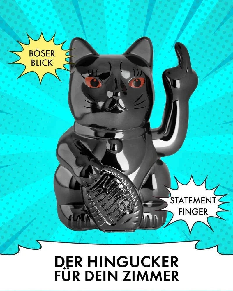 candytoys.ch Winkekatze ANGRY CAT - SHINY BLACK - Metallic Optik