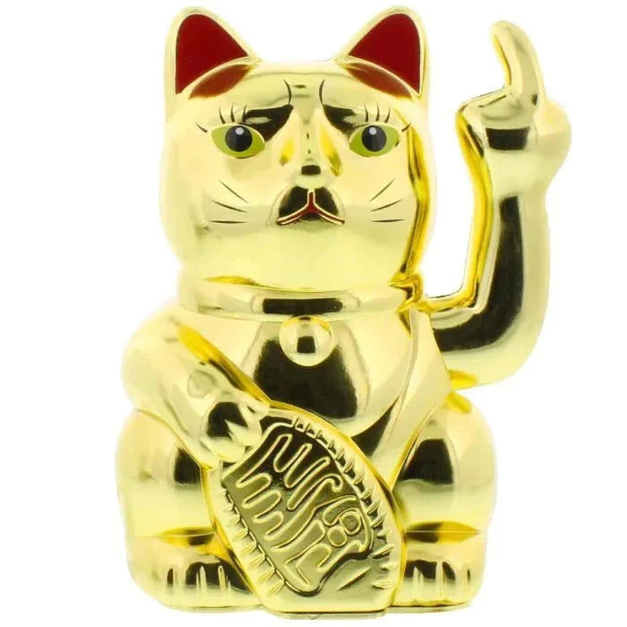 candytoys.ch Winkekatze Stinkefinger, gold, 15 cm