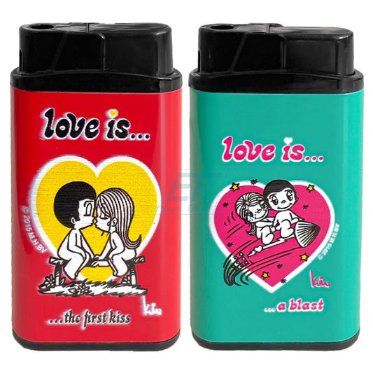 Curly & Smooth Feuerzeug "LOVE IS" V-Fire Metall - Hochwertig, Elegant, Nachfüllbar