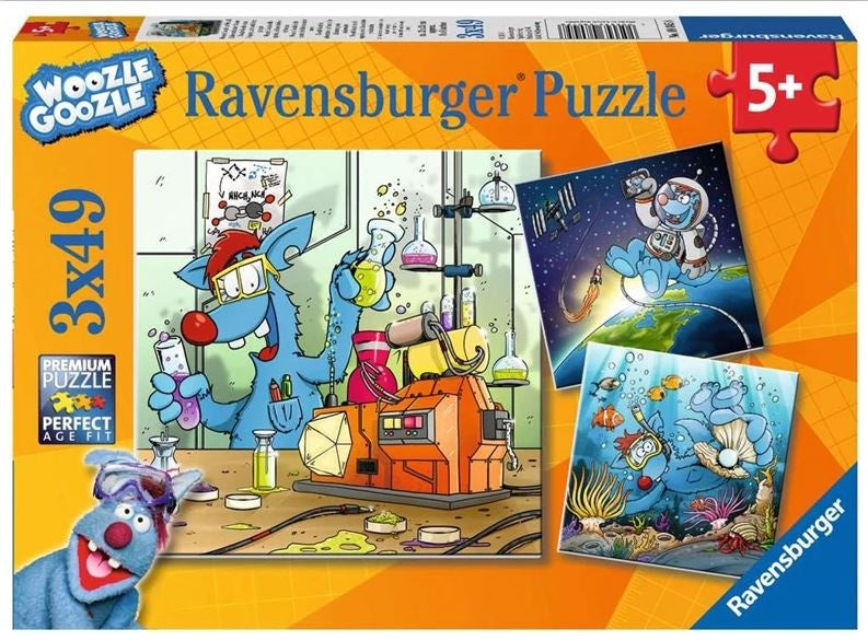 Ravensburger Woozle Goozle - Weltall, Labor und Unterwasser Puzzle 3 x 49 Teil