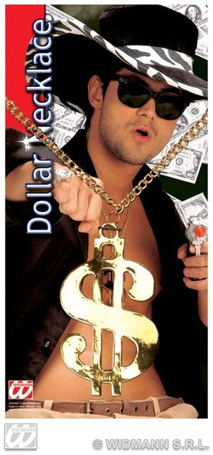 Kette - Metall-Goldkette Dollar - Dollarzeichen ca 11cm Modetrend!!