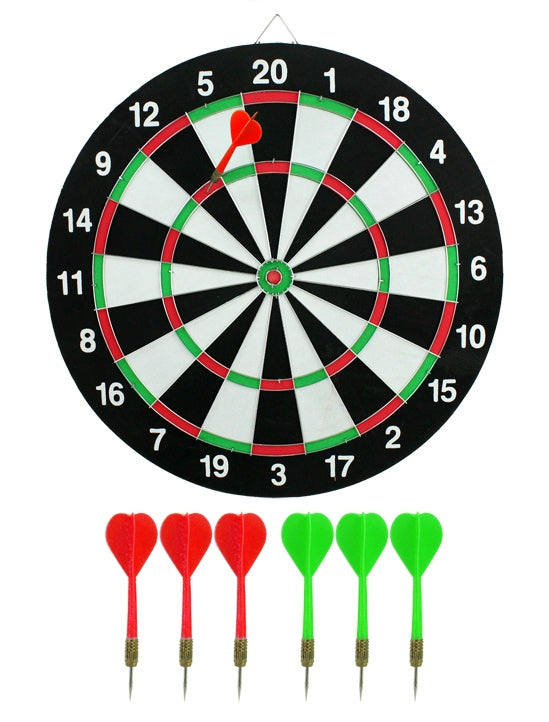 Dartscheibe ca 38 cm mit 6 Pfeilen