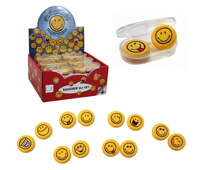 SMILEYWORLD Radiergummi 2er Set Box ca 6cm original Smiley 6-fach sortiert