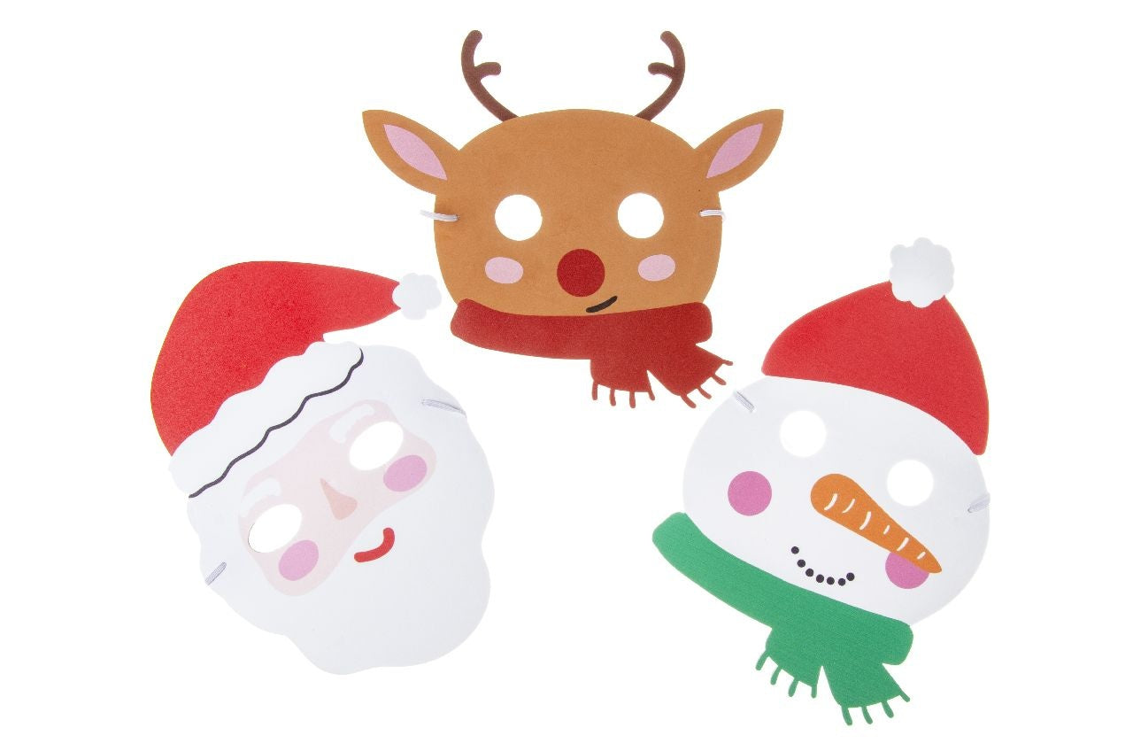 Weihnachtsmaske 3-fach sortiert, ca. 16-18 cm, für festliche Anlässe