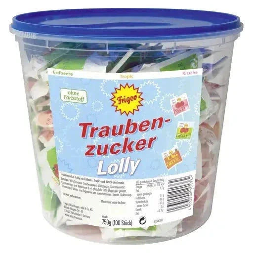 Frigeo Frigeo Traubenzucker Lolly 100 Stück in der Dose