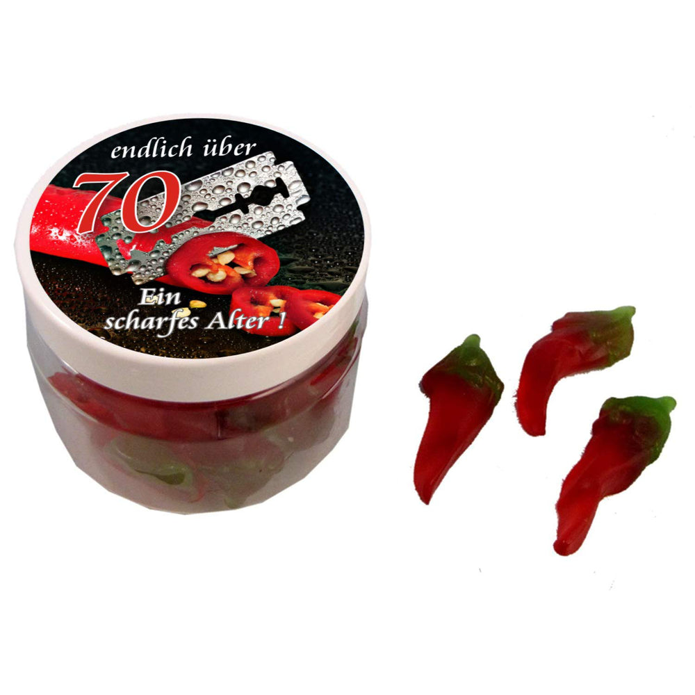 FRUCHTGUMMI PEPERONI "SCHARFES ALTER" ZUM 70. GEBURTSTAG