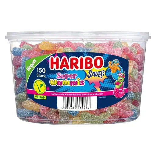 Haribo Super Wummis 150 Stück in der Dose - Fruchtgummi-Süßigkeiten
