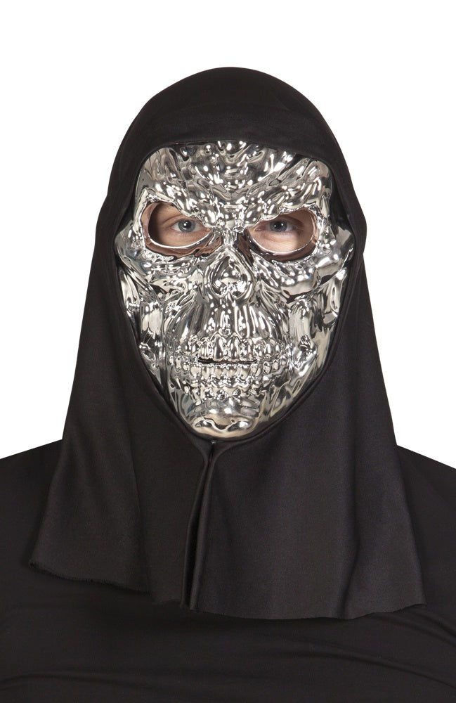 PL Maske silberner Totenkopf mit Kapuze candytoys.ch Switzerland