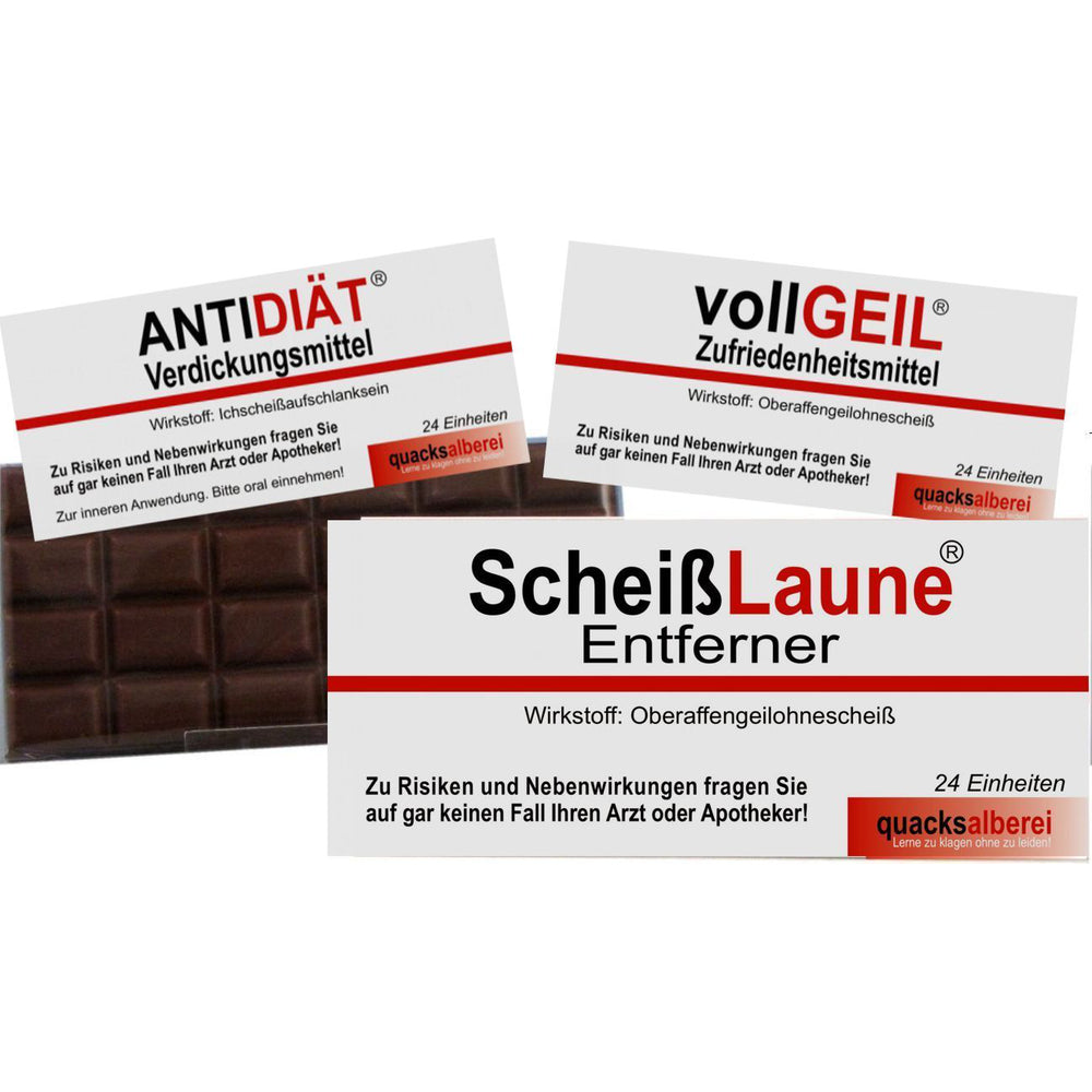 WITZIGE SCHOKOLADE 3ER SET MIT GRUSSKARTE 3 X 100g