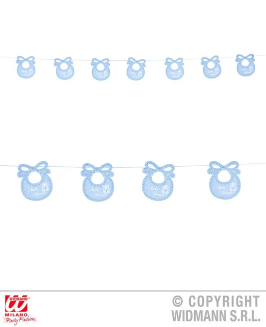Girlande Lätzchen 'Baby Shower' hellblau ca 275 cm