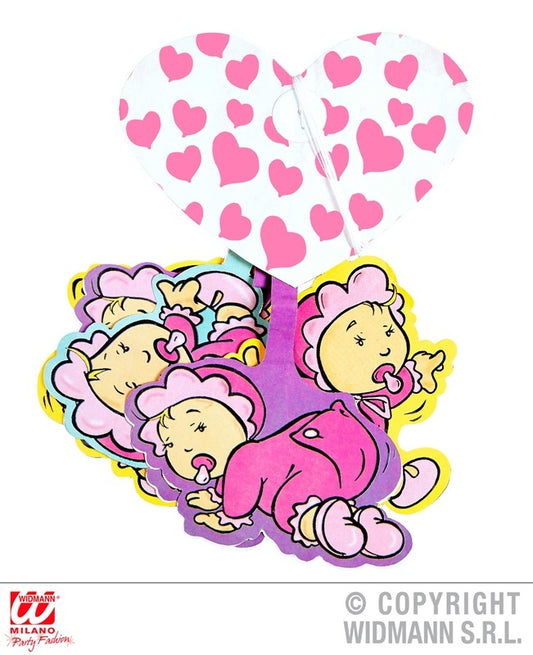 Girlande mit rosa Herzen und Babymotiven ca 3 meter