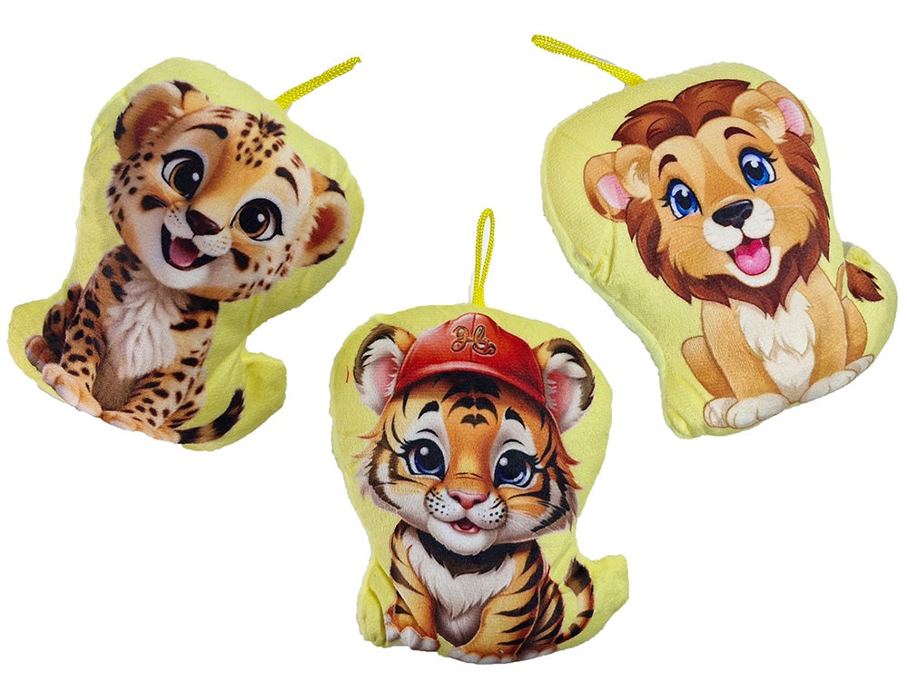 Kissen Tiger 3-fach sortiert ca 15x12cm