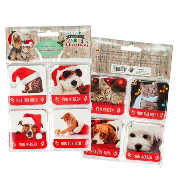 Weihnachts Geschenk Anhänger 8 Stück - 5,5x5,5 cm, festlich dekorativ