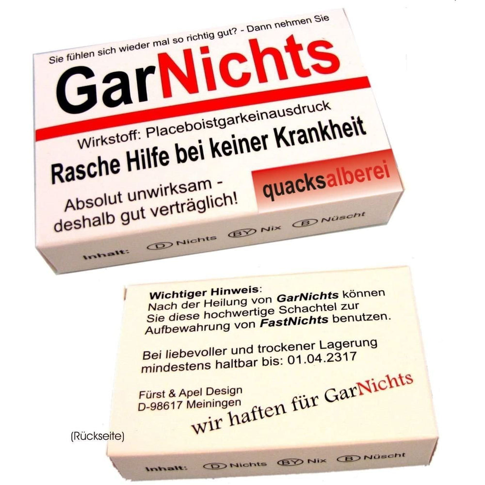 2 STÜCK WITZIGE GESCHENKSCHACHTEL "GARNICHTS" (LEER)