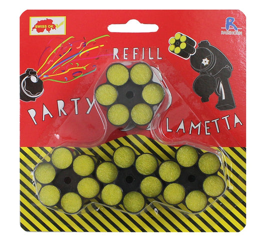 Lametta Munition 4 Patronen à 6 Schuss Karte ca 14,5x14,5cm Nachfüllpackung Stimmungskanone Black Edition