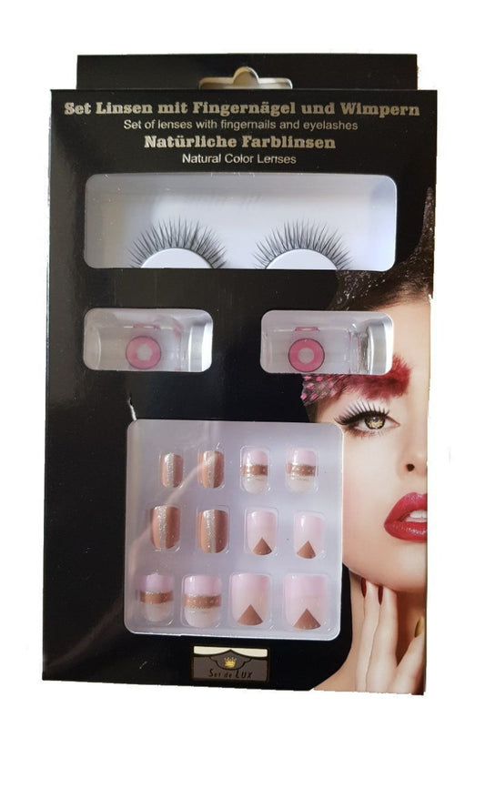 Beautyset in Box - Wimpern, Kontaktlinsen & Fingernägel, 22x12,5x2,5cm