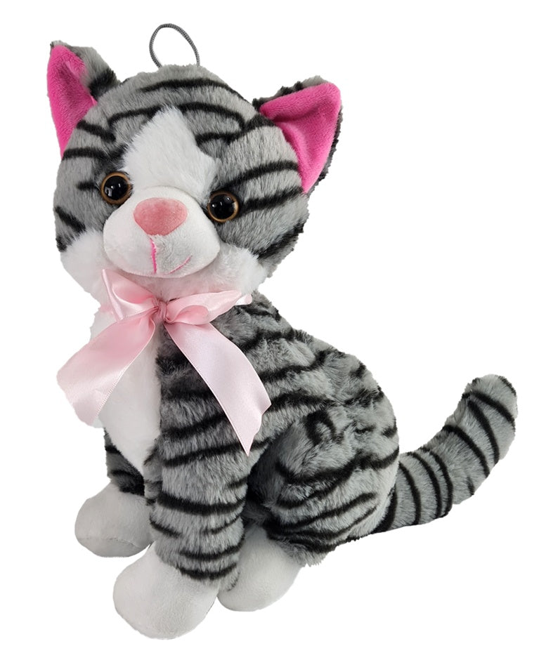 Katze mit rosa Schleife ca 26 cm