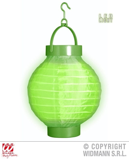 Lampion grün mit 2 weissen LED Lichtern ca 15 cm