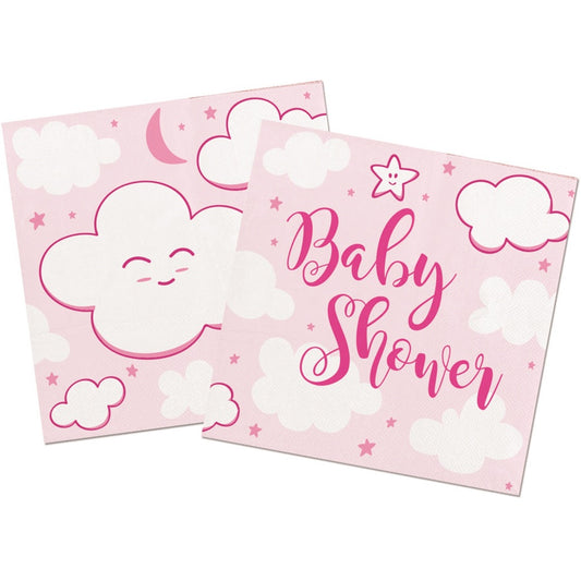 Serviette Baby Shower rosa ca 25x25 cm/20 Stück im Pack