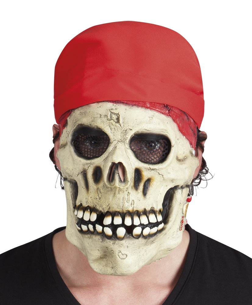 Piratenschädel Maske mit Bandana - Latexmaterial
