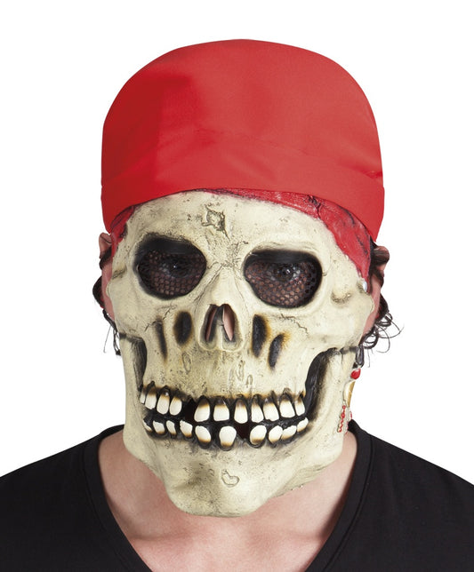 Piratenschädel Maske mit Bandana - Latexmaterial