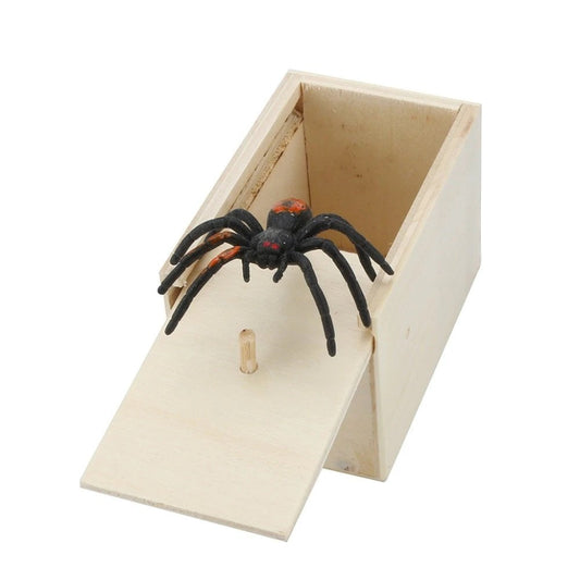 Grusel Spinne in Holzbox - Lustiger Scherzartikel