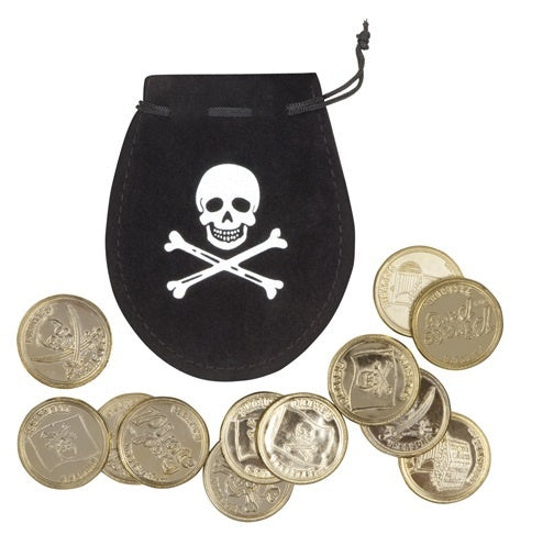 Piratensäckchen mit 12 goldenen Münzen - im Beutel ca21x12,5