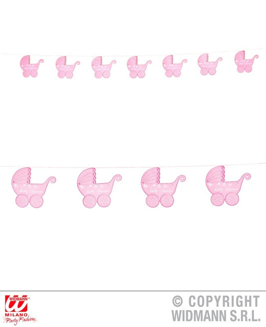 Girlande Kinderwagen 'Baby Shower' rosa ca 275 cm