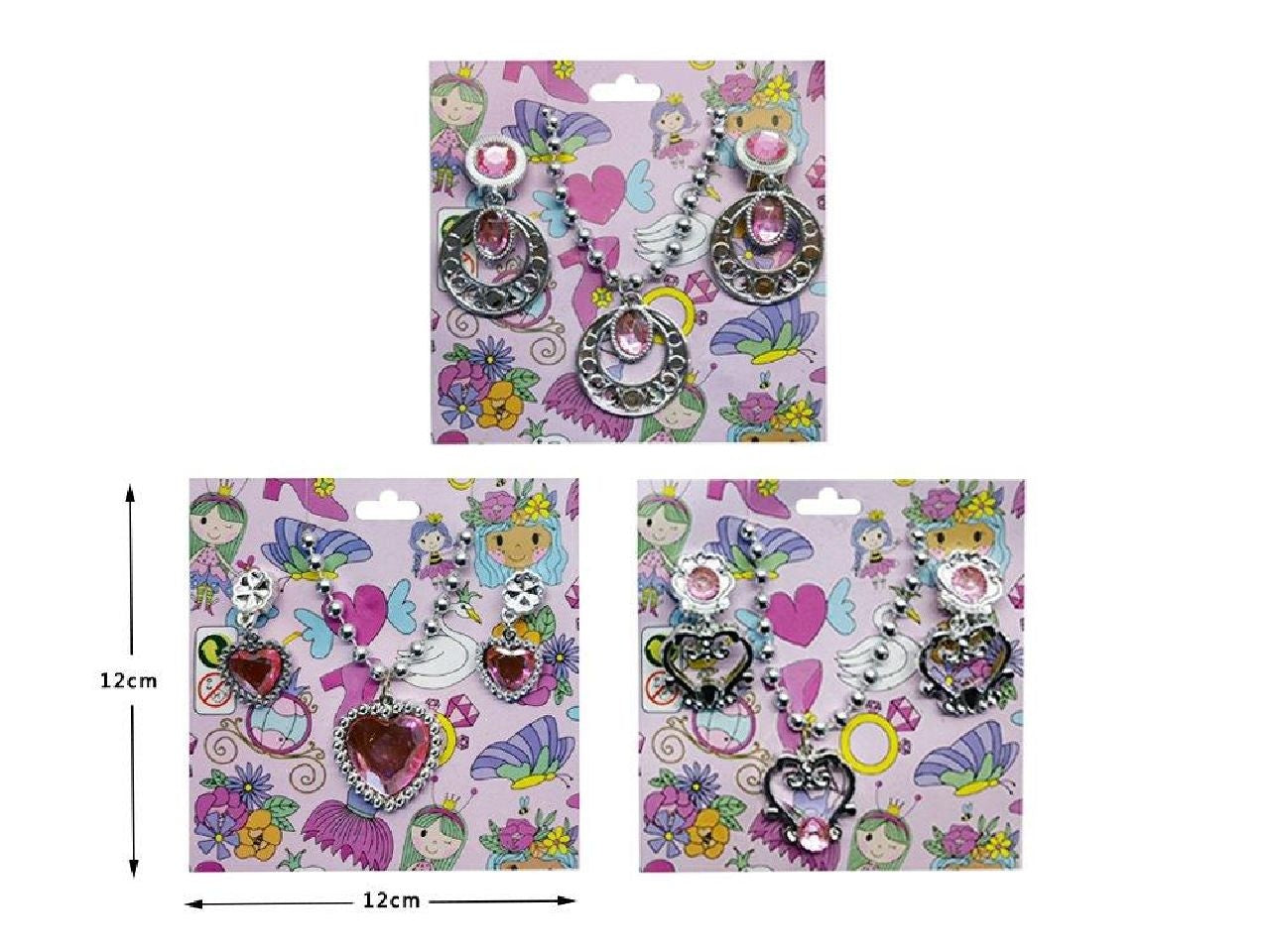 Schmuckset 3-fach - Ohrringe und Kette auf Karte ca 12x12cm