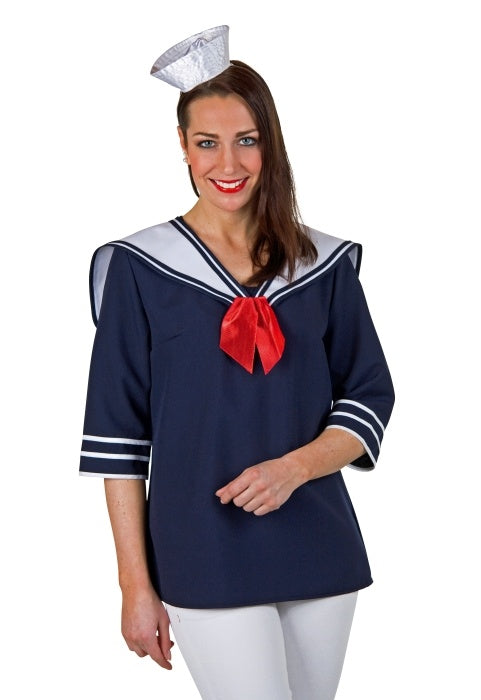 blaue Matrosenbluse und Kragen, für Damen Größe: M