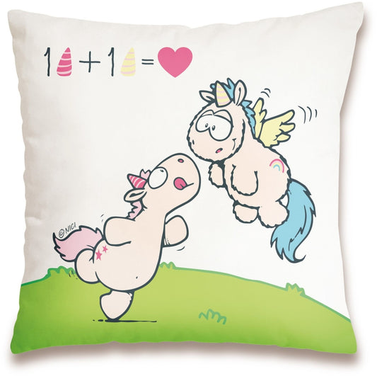 Kissen 1+1=, 37 x 37 cm, hochwertiger Stoff, weiche Füllung