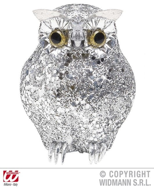 Eule silber glitzernd ca 10,5 cm