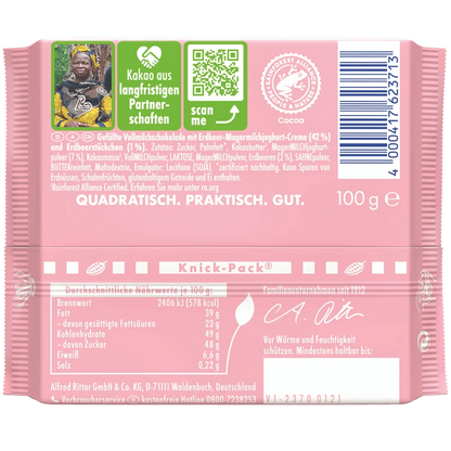 Alfred Ritter GmbH & Co. KG Erdbeer-Joghurt Schokoladen-Tafel 100g - Perfekt für unterwegs - Unterwegs in unser Lager