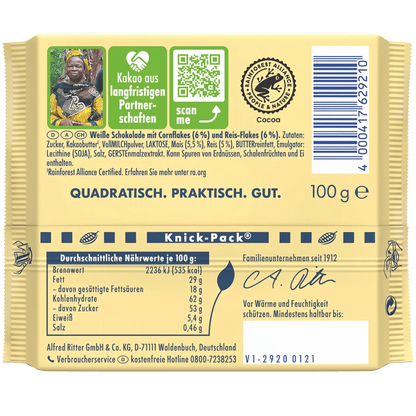 Alfred Ritter GmbH & Co. KG Weiß + Crisp Schokoladen-Tafel 100g