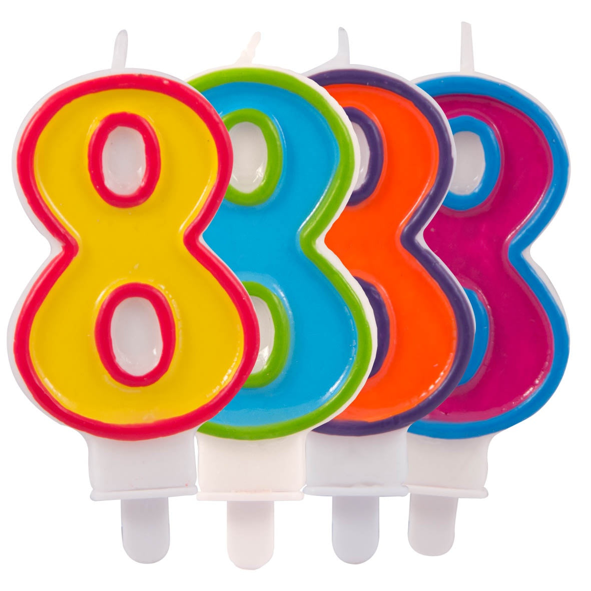 Zahlenkerze '8' 4-fach sortiert - ca 7,5 cm