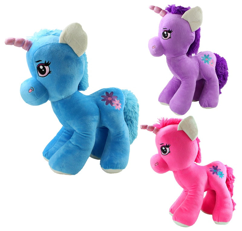 Einhorn stehend, 3 Farben sortiert, ca. 50 cm, plüschig weich