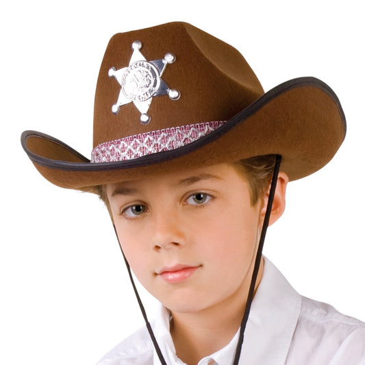 Cowboyhut Sheriff für Kinder braun
